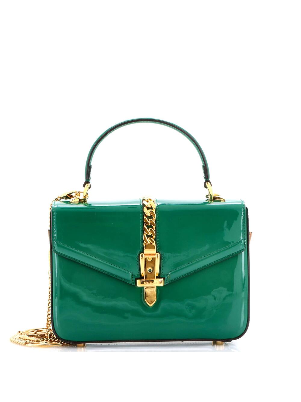 Gucci Sylvie Top Handle Bag Patent Mini #366226G10B